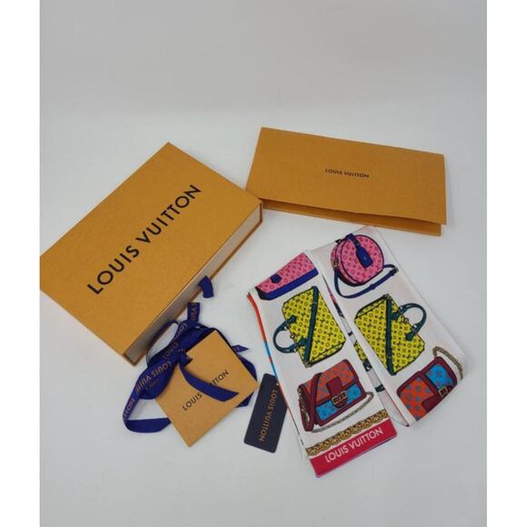 Louis Vuitton Red White multicolor LV Monogram Silk Bandeau - Picture 2 of 9